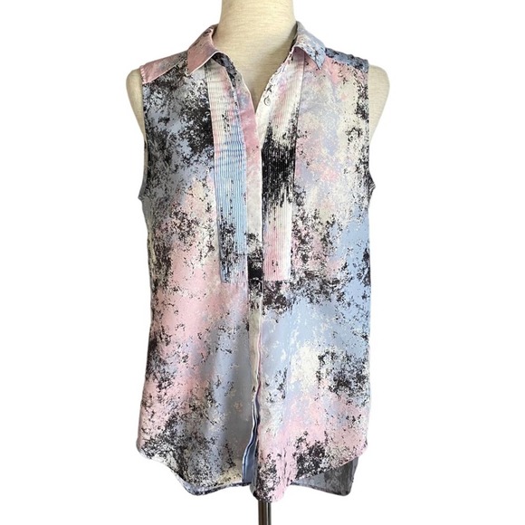 H&M Tops - H&M Pastel Pink and Light Blue Abstract Sleeveless Tank Top